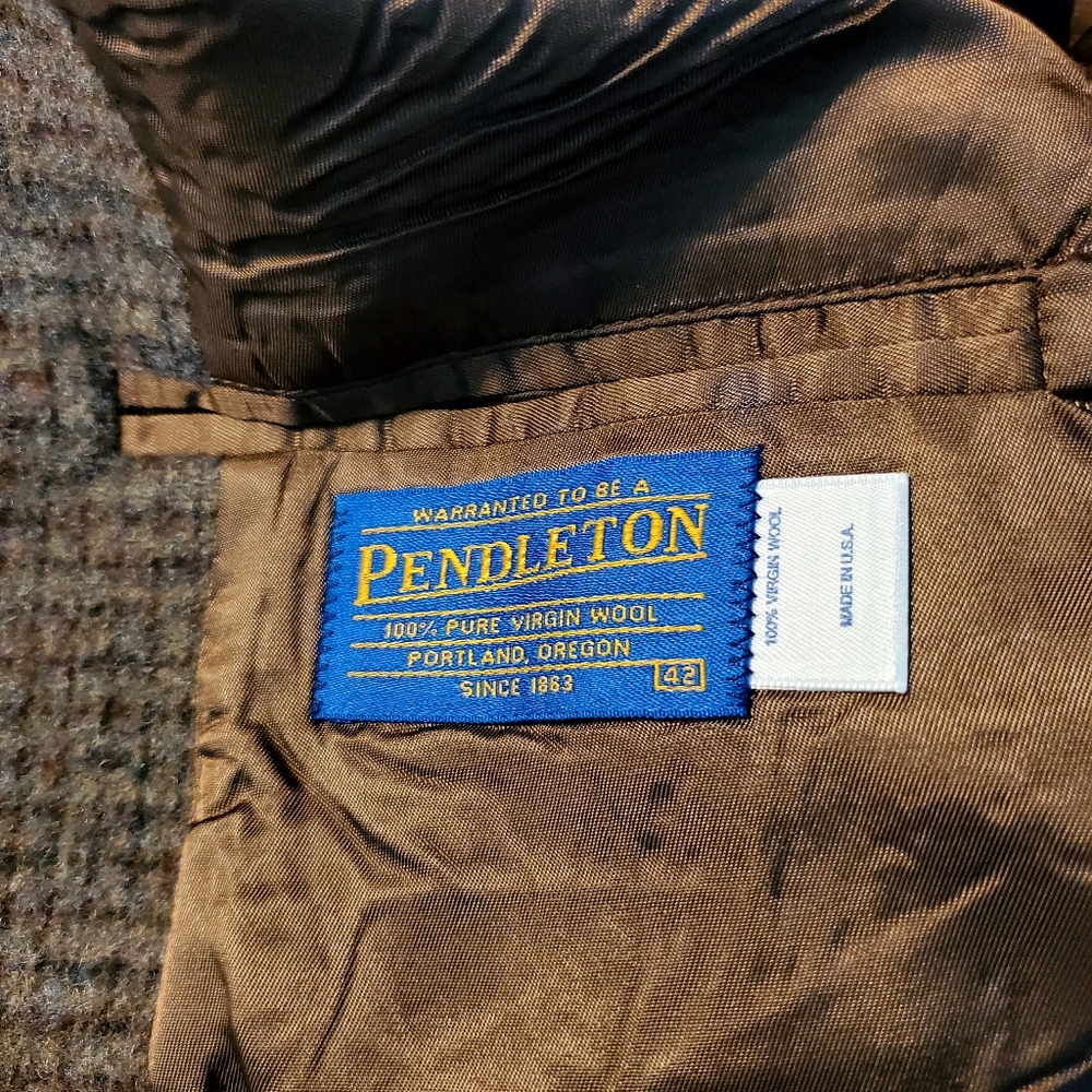 Pendleton Brown & Maroon Checked Wool Blazer Size… - image 3